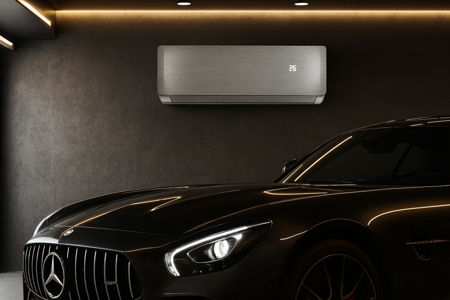 Luxury garage with designer air conditioning